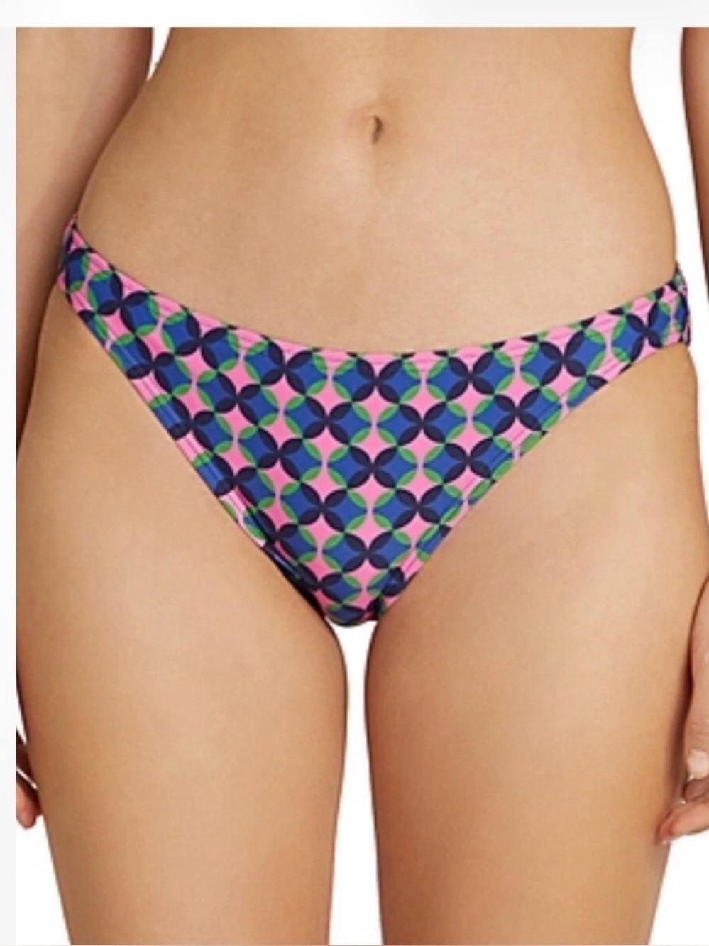 Kate Spade New York Classic Printed Bikini Bottoms Pink Cloud Sz L summer vacay